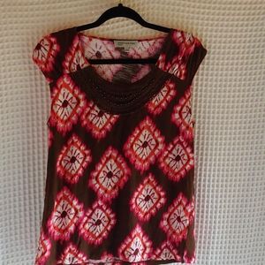 Casual tie die 1/4 length sleeve top